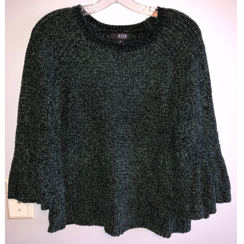 Green velvet bell sleeve sweater